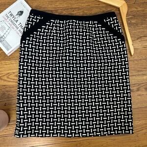 Talbots Black & White 100% Wool Pencil Skirt